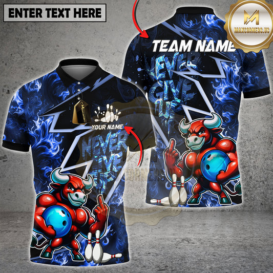 Maxcorners Bull Bowling Shirt Graffiti Neon Street Art Multicolor Options Personalized Name, Team Name 3D Shirt (2 Colors)