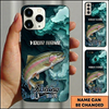 Maxcorners Geometric Blue Ripple Custom Name Fishing Phone Case