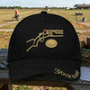 Maxcorners Trap Shooting Gold Line Art Shotgun Clay Target Script Name Personalized Classic Cap