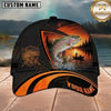Maxcorners Fishing Black Orange Sunset Customized Name 3D Cap