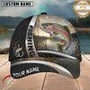 Maxcorners Fishing Black Hexagon Silver Accent Customized Name 3D Cap