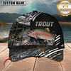 Maxcorners Fishing Black Silver Water Splash Customized Name 3D Cap