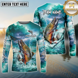 Maxcorners Trout Fishing Storm Ocean Style Pattern Sport Jersey Personalized Name, Team Name Long Sleeve Shirt