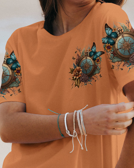 Maxcorners Adventure Awaits Compass Flowers All Over Print LM2101