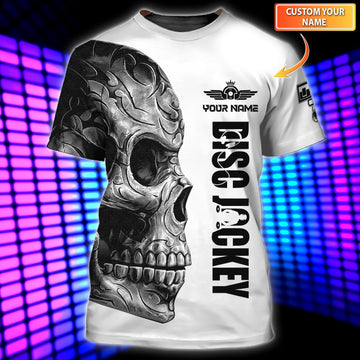 Maxcorners DJ Skull Art Personalized 3D All Over Printed Shirt