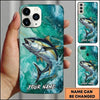 Maxcorners Fishing Teal Aqua Marble Wave Customized Name 3D Cap