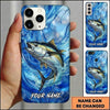 Maxcorners Fishing Blue Liquid Wave Customized Name 3D Phone Case