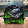 Maxcorners Neon Green Flame Thunder Fishing Cap Personalized Name 3D Cap