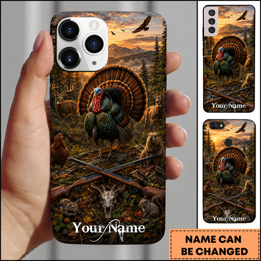 Maxcorners Hunting Wild Turkey Golden Sunset Mountain Forest Customized Name Phone Case