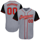 Custom Gray Red-Black Authentic Two Tone Baseball Jersey