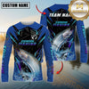 Maxcorners Saltwater Fish Fishing Neon Sport Jersey Style Personalized Name, Team Name Long Sleeve Shirt (6 Breeds)