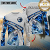 Maxcorners Largemouth Bass Fishing Honeycomb Electric Water Splash Personalized Name, Team Name Long Sleeve Shirt (11 Fish Species)