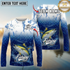 Maxcorners Fishing Ocean Scale Gradient Splash Design Personalized Name, Team Name Long Sleeve Shirt (9 Breeds)
