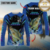 Maxcorners Freshwater Fish Fishing Neon Sport Jersey Style Personalized Name, Team Name Long Sleeve Shirt (6 Breeds)