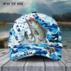 Maxcorners Fishing Blue White Seawwave American Flag Pattern Sport Pattern Personalized Name 3D Cap (11 Breeds)