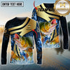 Maxcorners Fishing Luxury Gold Wave Water Splash Design Personalized Name, Team Name Long Sleeve Shirt (9 Breeds)
