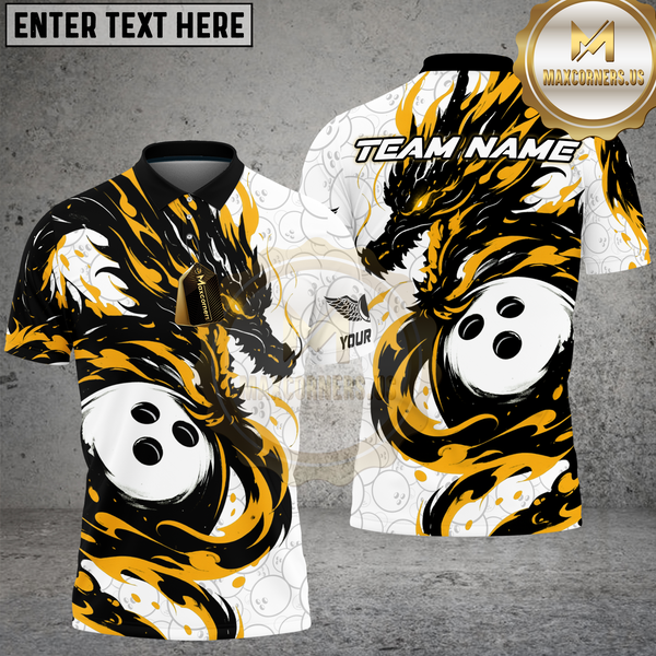 Maxcorners Bowling Shirt Legendary Dragon Strike Multioptions Personalized Name, Team Name Unisex 3D Shirt (4 Colors)