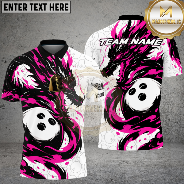 Maxcorners Bowling Shirt Legendary Dragon Strike Multioptions Personalized Name, Team Name Unisex 3D Shirt (4 Colors)