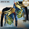 Maxcorners Fishing Luxury Gold Wave Water Splash Design Personalized Name, Team Name Long Sleeve Shirt (9 Breeds)