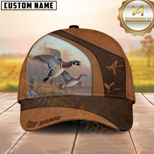 Maxcorners Duck Hunting Mallard Landing Classic Outdoor Scene Personalized Name Cap