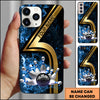 Maxcorners Bowling Phone Case Luxury Gold Number Five Bowling Strike Red Smoke Personalized Name Phone Case | Blue