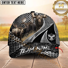 Maxcorners Deer Hunting Metal Mesh Black Silver Custom Name 3D Cap (Deer/Moose/Boar/Duck)