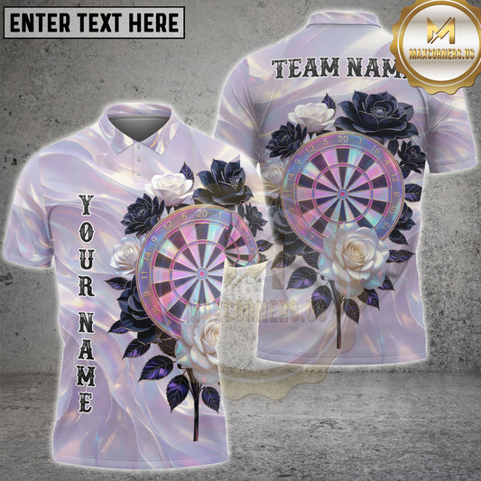 Maxcorners Elegant Floral Dartboard Pearl Gradient Design Multicolor Options Personalized Name, Team Name 3D Shirt (4 Colors)