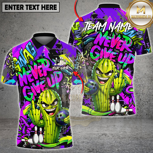 Maxcorners Graffiti Cactus Bowling Funny Street Style Multicolor Options Personalized Name, Team Name 3D Shirt (5 Colors)