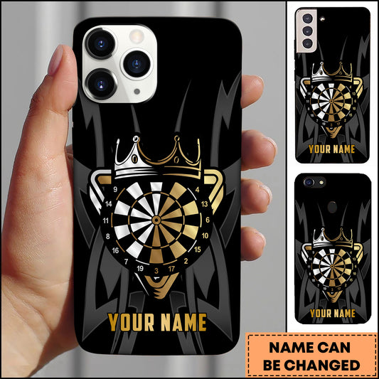 Maxcorners Crown Dartboard King Gold Black Premium Style Multicolor Options Personalized Name 3D Phonecase