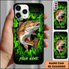 Maxcorners Fishing Phone Case Green Flame Dark Brick Wall Fish Art Design Custom Name Phone Case (12 Fish Species)