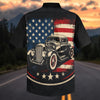 Maxcorners Retro Hot Rod Coupe USA Flag Aloha Shirt