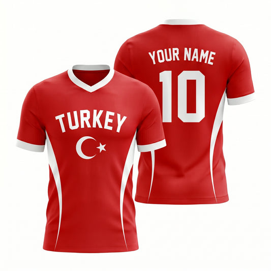 Maxcorners Turkey Red Soccer Jersey Custom Football Fan Shirt