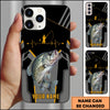 Maxcorners Fishing Heartbeat Angler Silhouette Design Personalized Name Phone Case (10 Fish Species)