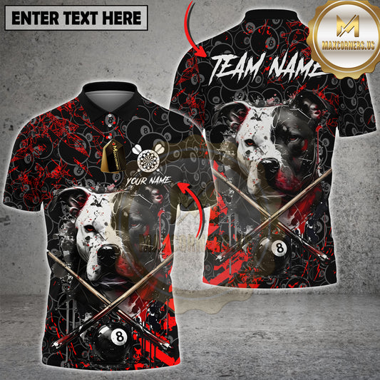 Maxcorners Pitbull Billiards Player Eight Ball Street Style Multicolor Options Personalized Name, Team Name 3D Shirt (4 Colors)