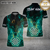 Maxcorners Darts Shirt Flaming Wolf Fire Chains Dartboard Multioptions Personalized Name, Team Name Unisex 3D Shirt (4 Colors)