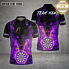 Maxcorners Darts Shirt Flaming Wolf Fire Chains Dartboard Multioptions Personalized Name, Team Name Unisex 3D Shirt (4 Colors)