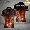 Maxcorners Darts Shirt Flaming Wolf Fire Chains Dartboard Multioptions Personalized Name, Team Name Unisex 3D Shirt (4 Colors)
