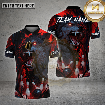 Maxcorners Bowling Shirt Werewolf Rage Bowling Pins Multioptions Personalized Name, Team Name Unisex 3D Shirt (4 Colors)