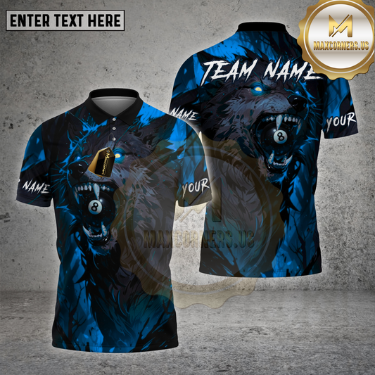Maxcorners Billiard Shirt Wolf Eyes 8 Ball Multioptions Personalized Name, Team Name Unisex 3D Shirt (4 Colors)