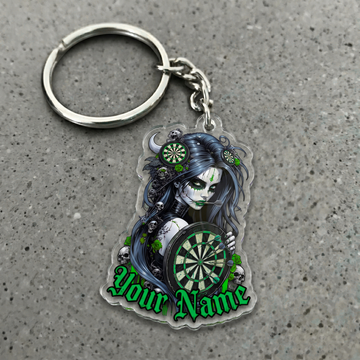 Maxcorners Green Gothic Darts Queen Personalized Name Keychain