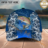 Maxcorners Fishing Tribal Blue Personalized Name, Team Name Classic 3D Cap (9 Breeds)