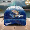 Maxcorners Fishing Water Splash Scale Gradient Design Personalized Name Classic 3D Cap (9 Breeds)