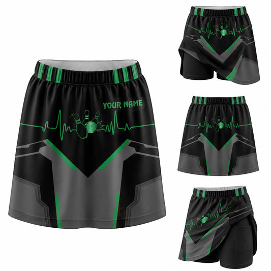 Maxcorners Bowling Green Heartbeat Personalized 3D Skort, Skirts With Shorts