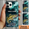 Maxcorners Geometric Blue Ripple Custom Name Fishing Phone Case