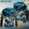 Maxcorners Fishing Geometric Camouflage Splash Art Personalized Name, Team Name Long Sleeve Shirt (9 Breeds)