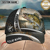 Maxcorners Fishing Black Hexagon Silver Accent Customized Name 3D Cap