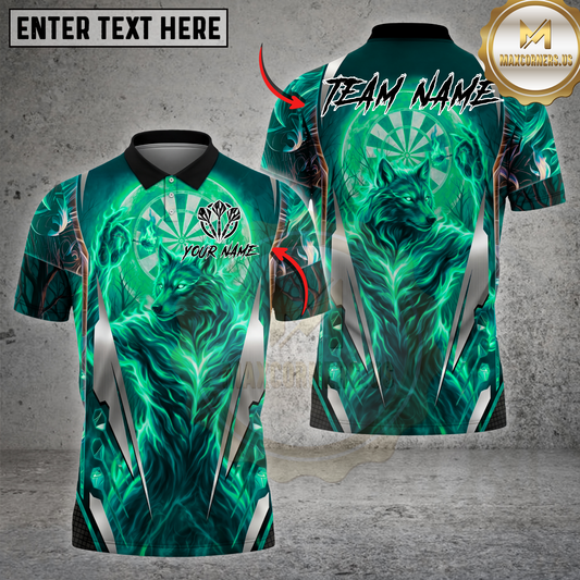 Maxcorners Wolf Dartboard Lightning Shirt Fire Wolf Spirit Design Multicolor Options Personalized Name, Team Name 3D Shirt (4 Colors)