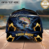 Maxcorners Fishing Black Gold Geometric Personalized Name 3D Cap  (9 Breeds)