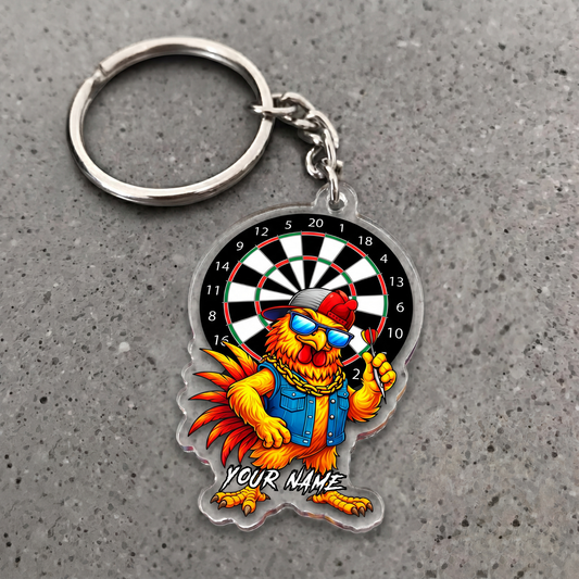 Maxcorners Hip Hop Rooster Darts Personalized Name Keychain