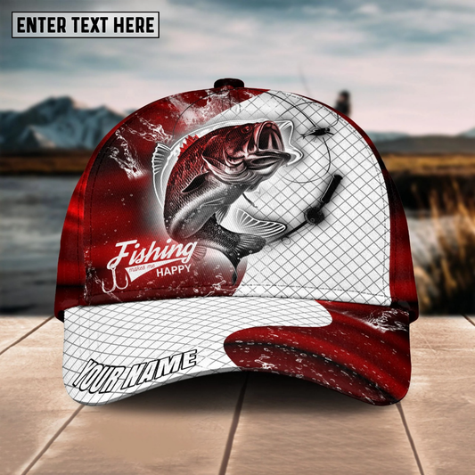 Maxcorners Fishing Red Dark Pattern Sport Pattern Personalized Name 3D Cap (11 Breeds)